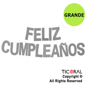 GUIRNALDA FRASE FELIZ CUMPLEA?OS METALIZADA GRANDE PLATA 18x10CM x 1